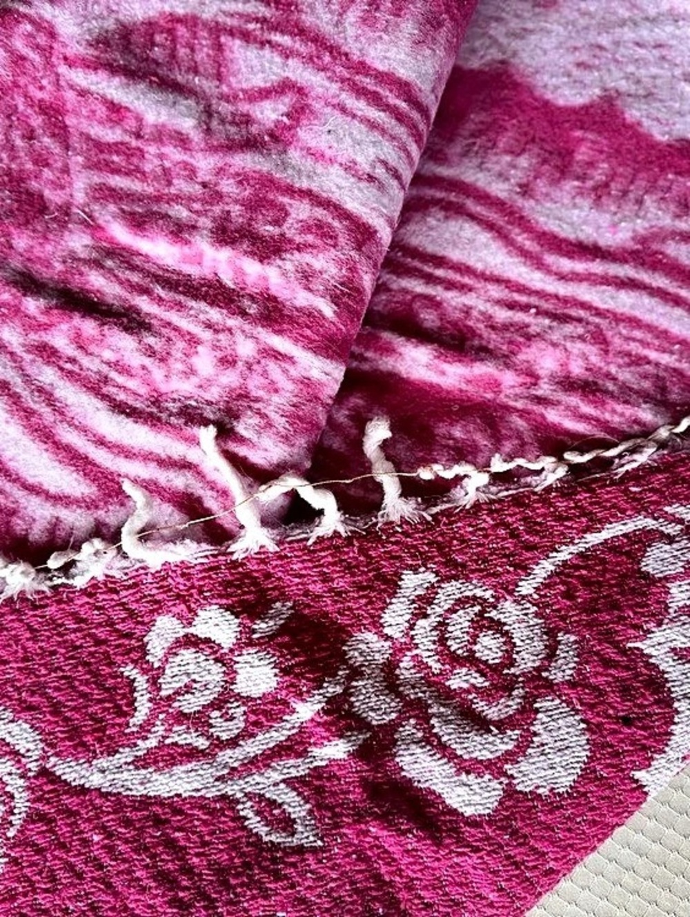 Hot Pink Virgen de Guadalupe Hooded Mexican Poncho - Picture 5 of 5
